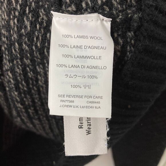 J. Crew Men’s 100% Lambswool Pullover Sweater Crewneck Black/Grey Birdseye sz L - Picture 4 of 9
